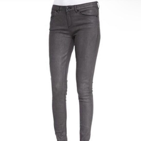 Elie Tahari Denim - Elie Tahari Low Rise Skinny Azella Coated Stretchy Jeans Taupe Size 12
